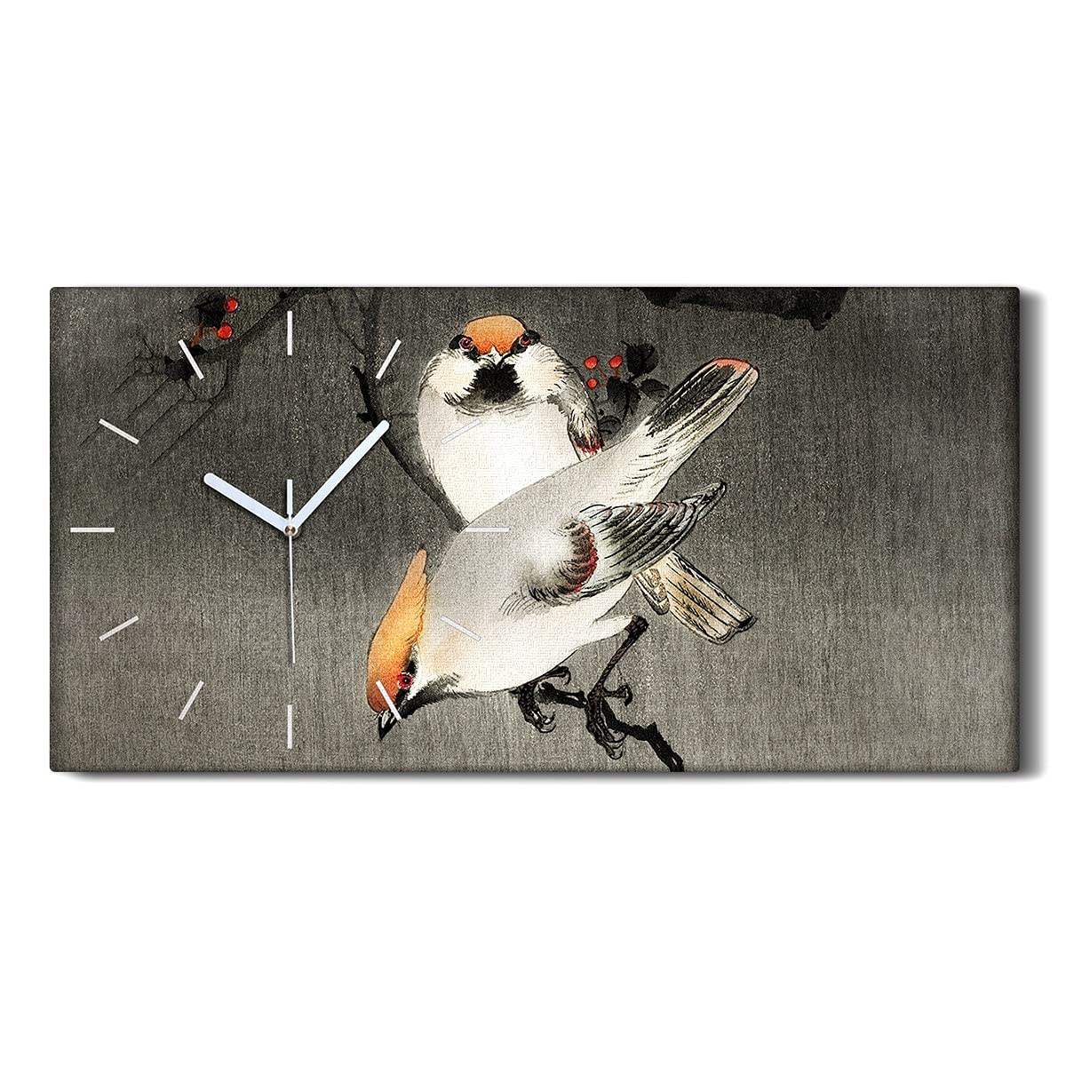 Horloge sur toile salon et chambre - Ambiance asiatique zen et silencieuse 60x30cm