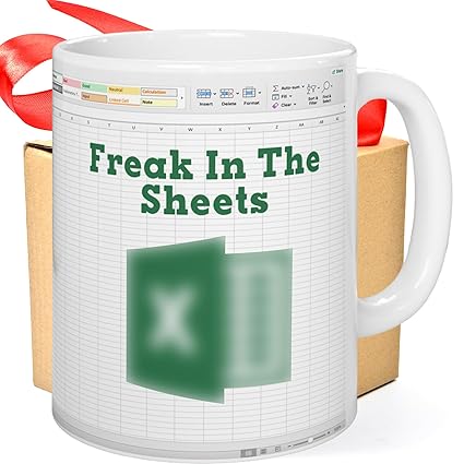 Jewelayer Freak in The Sheets Coffee Mug Hilarious Spreadsheet Humor for Accountants, Bosses, and Coworkers Perfect Christmas, Birthday, or New Year Present Accountant Coffee Mugs (11 OZ)