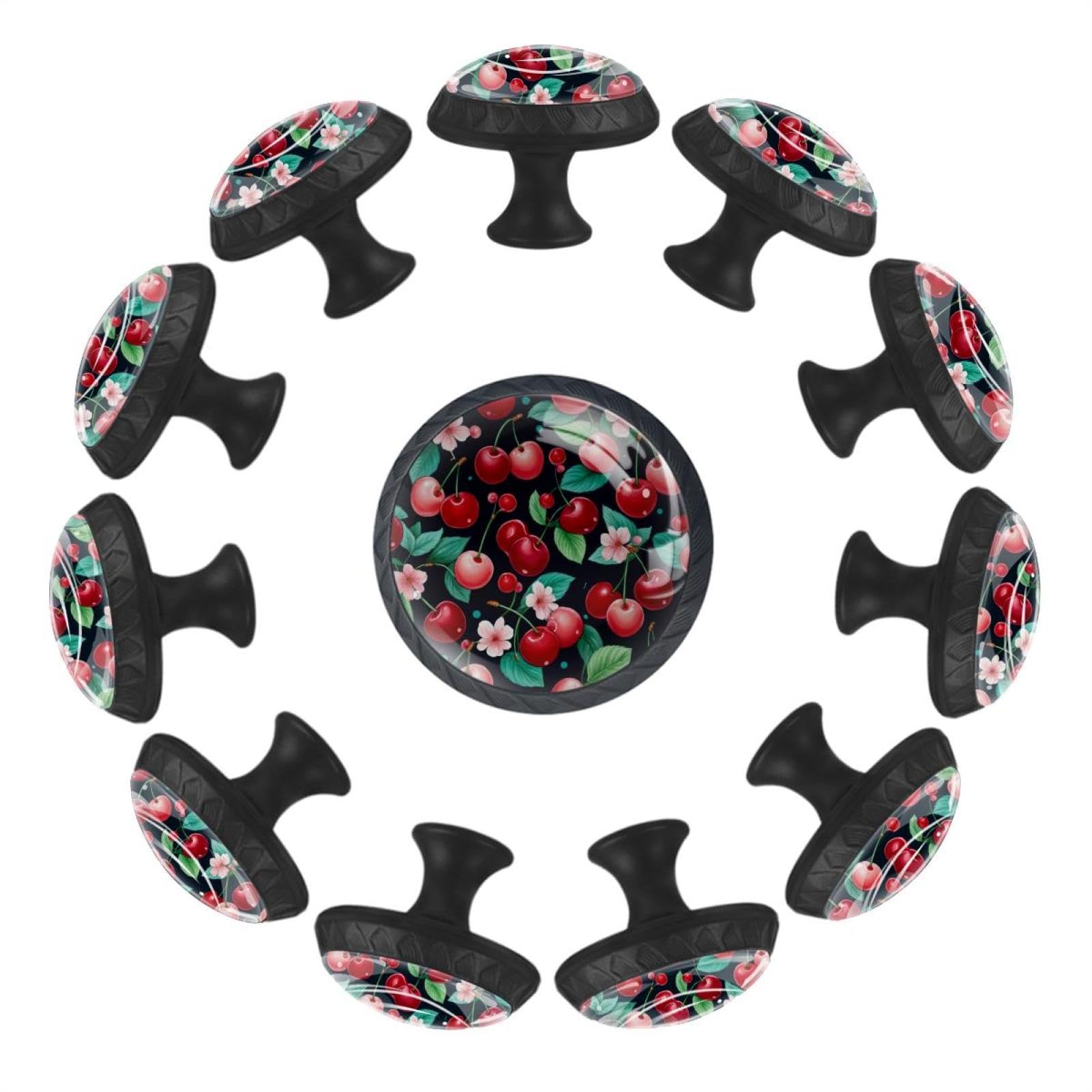 Boutons de tiroir cerises en verre lot de 12 pour relooker vos meubles de cuisine