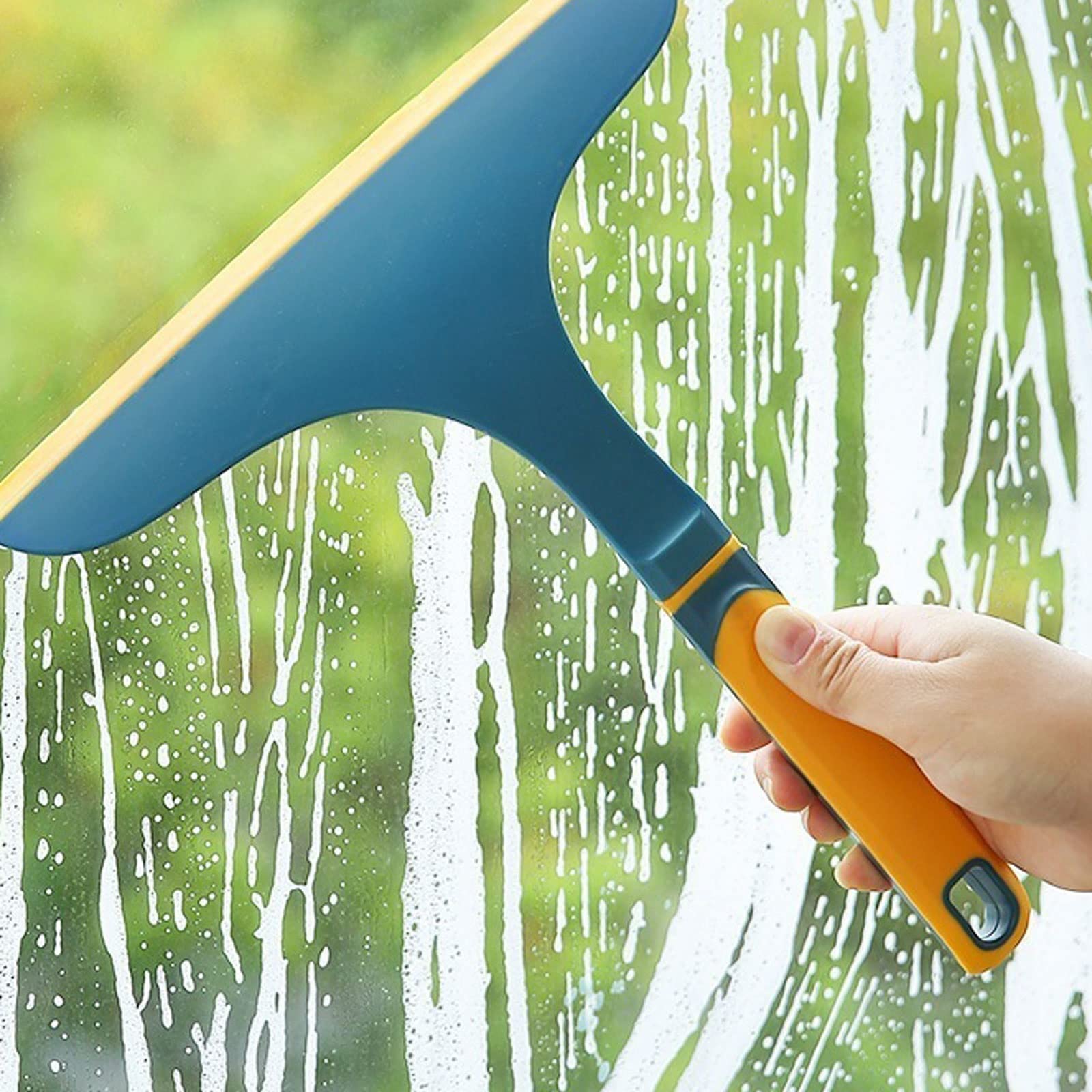 Rasquetas para Ducha, Limpiaparabrisas de Doble Cara for Ducha hogar y Coche, raspador Vidrio, Azul PP+TPR