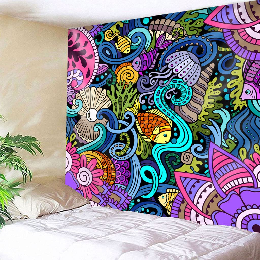 NYMB Psicodélico Negro Blanco Hoja De Cannabis Arte De Pared Decoración Del Hogar, Hoja De Marihuana En Hippie Corbata - Tinte Mandala Gypsy Tapiz De Pared Decoración Para Dormitorio Sala Dormitorio