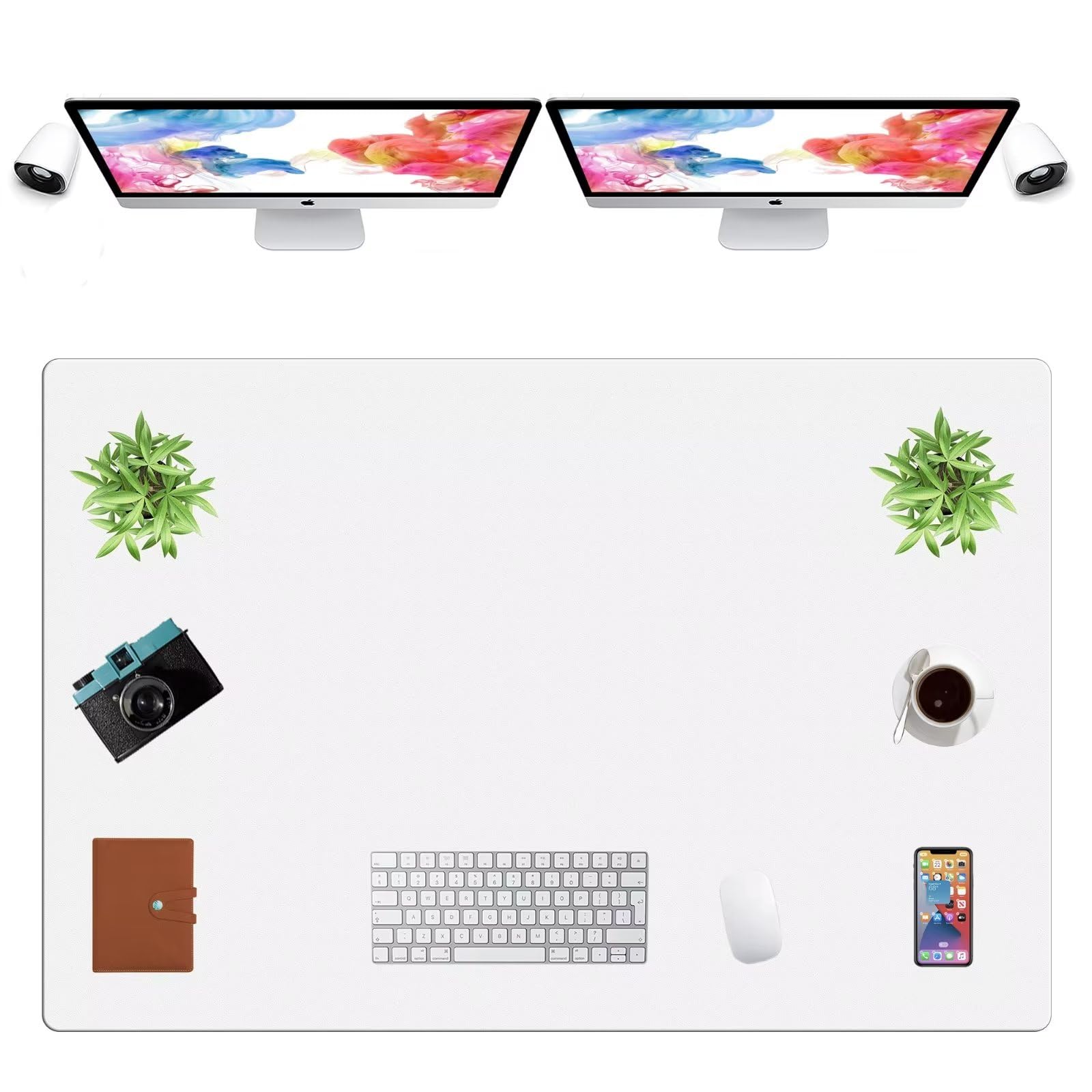 LL-COEUR Extra Large PU Leather Desk Mat Large Mouse Pad XXL Waterproof Table Mat Office Laptop Writing Pad (47.2 x 31.5 inch, White)