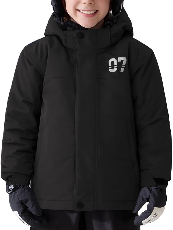 FREE SOLDIER Boys Girls Waterproof Ski Jacket Fleece Lined Warm Winter Snow Coat Kids Winter Jacket with Detachable Hood(Black,10-12/Boy) by FREE SOLDIER - Used condition - US$37.04