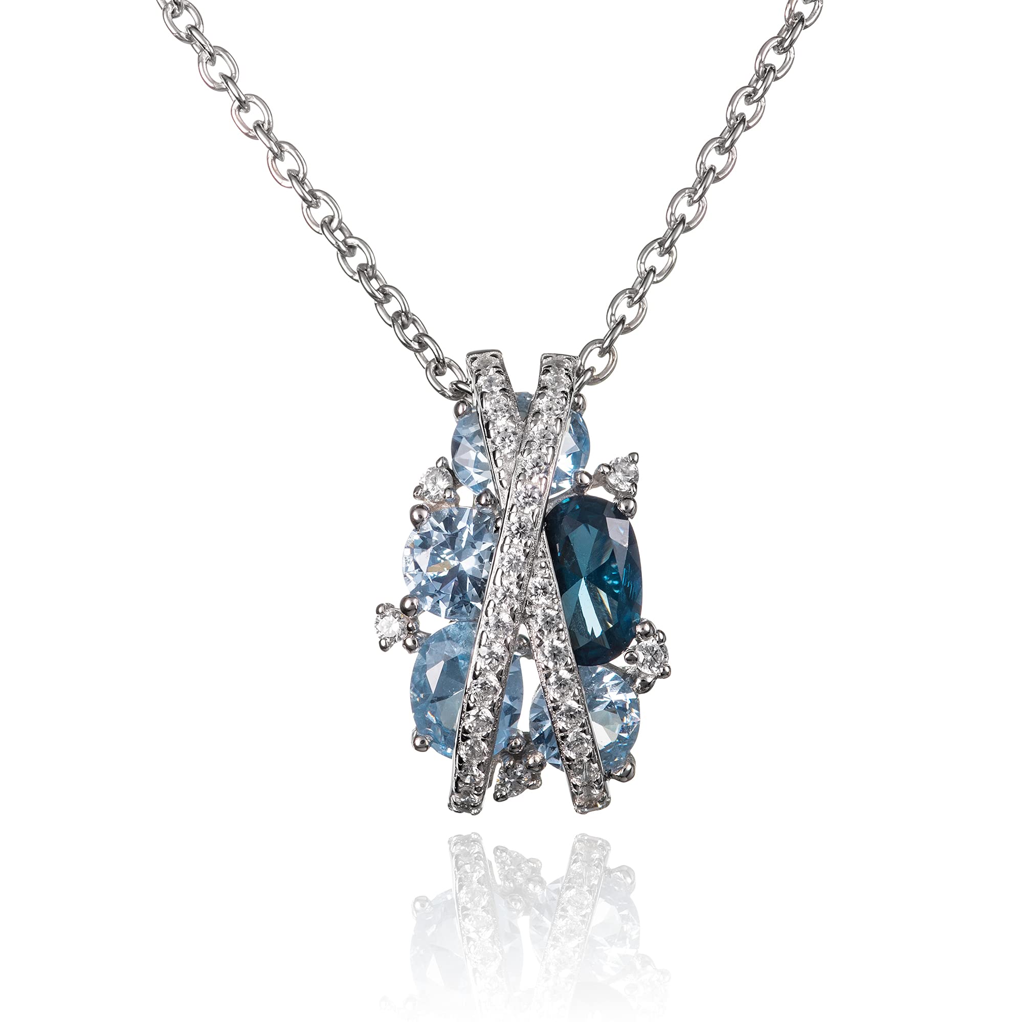 Namana Collana Donna In Argento 925 Con Ciondolo Ragno E Agata Nera - Zirconia, Placcata Rodio, Catena 40 Cm