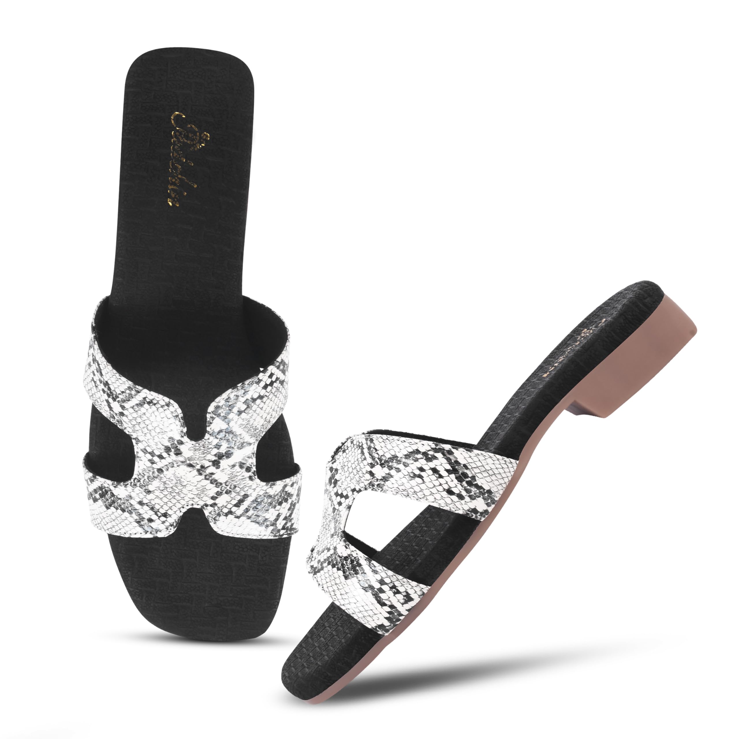 Women's Checked Design Square Toe Flats | Soft Stylish Slip-On Sandals with Checked Detailing | Casual Summer Platform Slippers | Comfortable Footwear-image-37