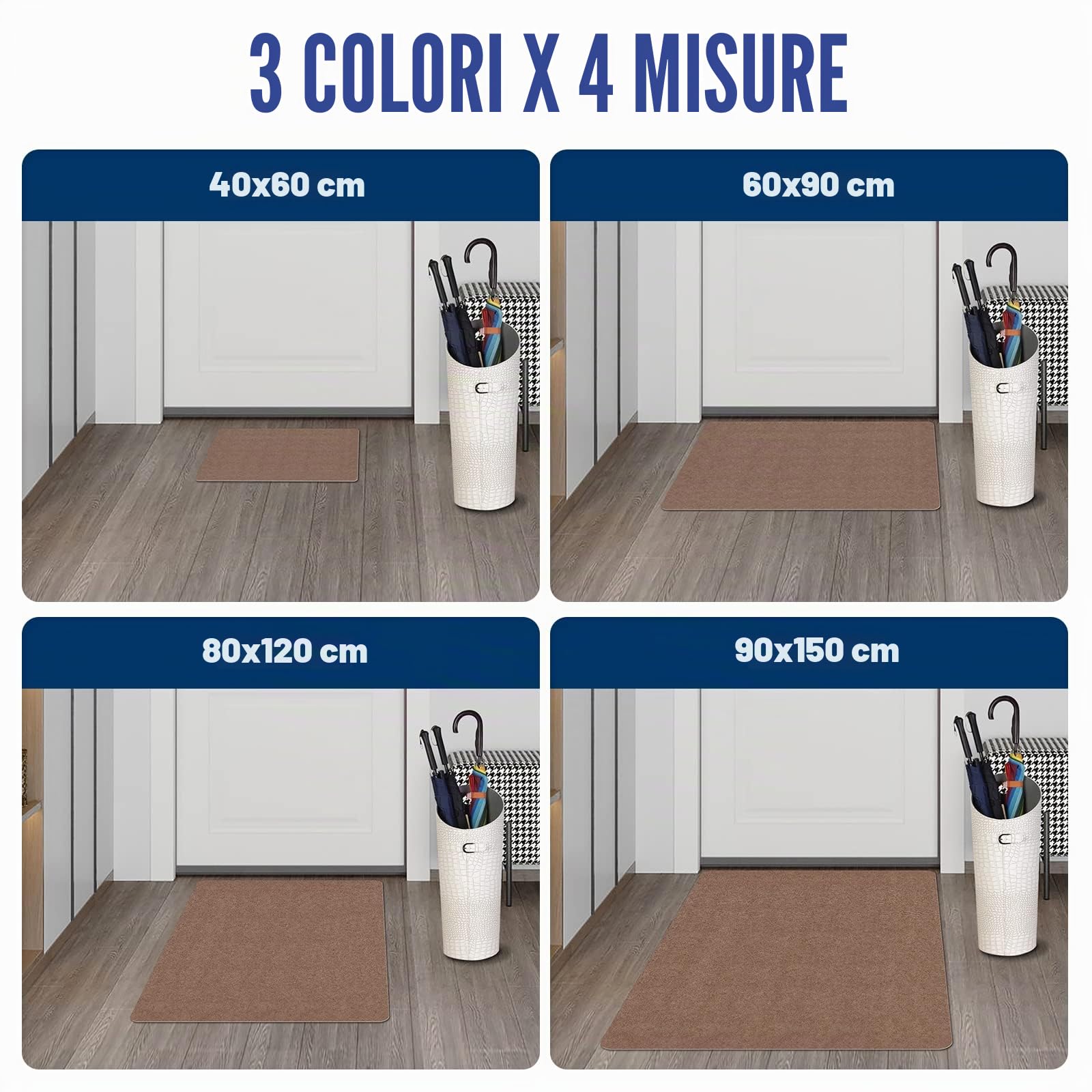 DFIONC - Zerbino per interni, lavabile, zerbino catturasporco, super sottile, resistente, tappeto da cucina assorbente, zerbino antiscivolo