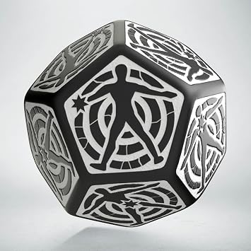 Q-Workshop D12 Hit Location Black & White Die, Extra Large 26mm - 35mm