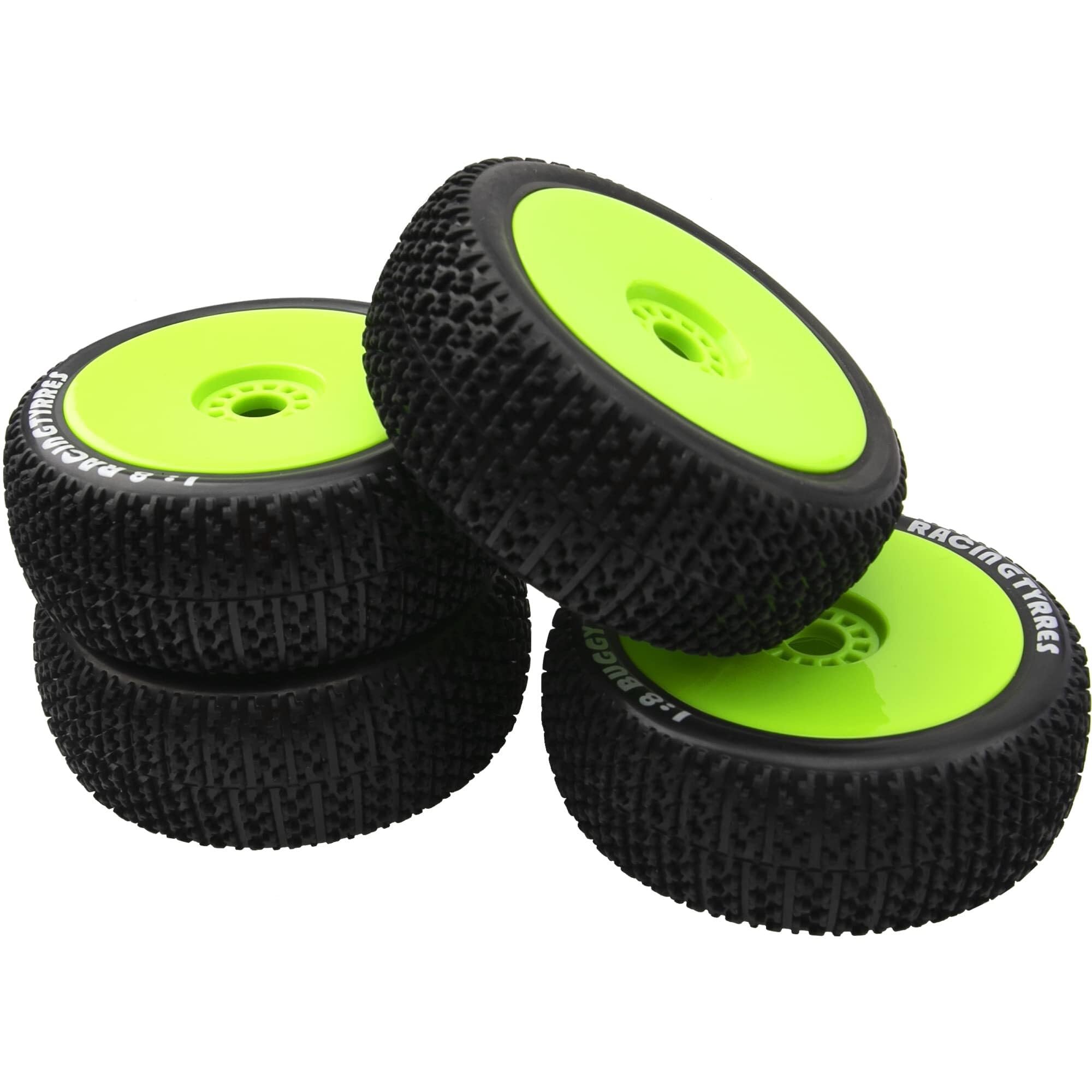 Pneus en Caoutchouc for Buggy RC OD 4.52 "1/8, avec Jante en Plastique, Hexagonal de 17mm, Compatible avec Les Voitures Tout-Terrain à échelle EXC TRX