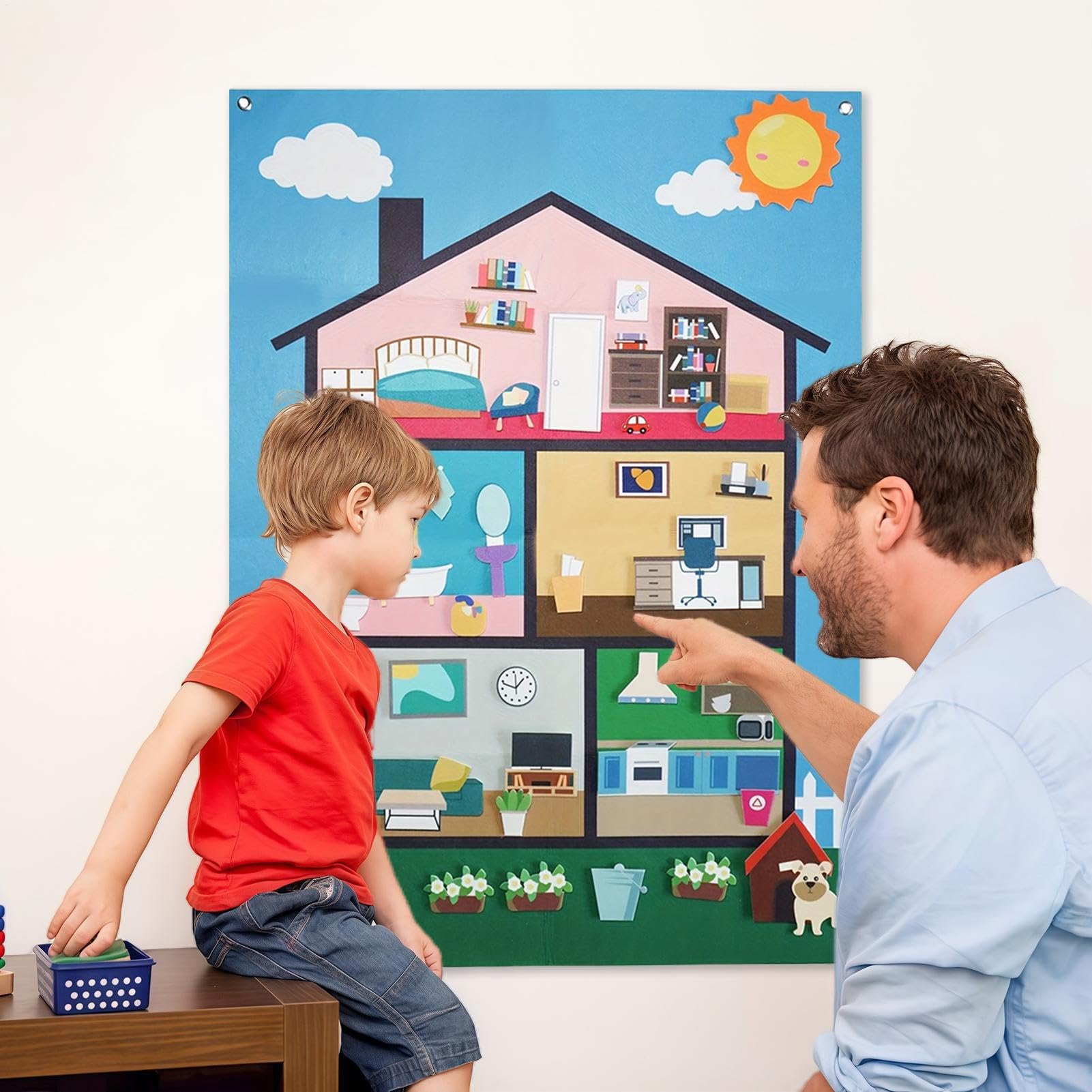 Générique Felt Story Board, Children's Interactive Wall Set, 40.94x29.53 inches Sensory Learning Activity, Reusable Decorative Felt Game, Large Board for Classroom Nursery Preschool Aged 3+