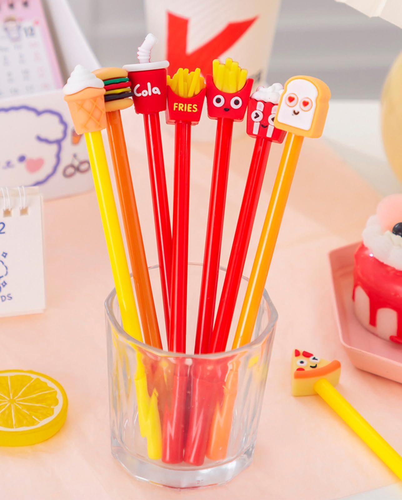 40 bonitos bolígrafos de tinta de gel para alimentos, hamburguesa Kawaii de 0.5 mm, tinta negra, bolígrafos de escritura novedosos para escribir, tomar notas, suministros para el hogar y la