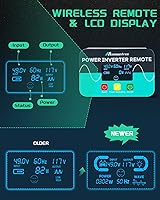 Vista 2 de Inversor de corriente de onda sinusoidal pura de 5000 W 48 V de 48 V CC a 110 V CA con control remoto inalámbrico, pantalla LCD, 4 salidas de CA, 1