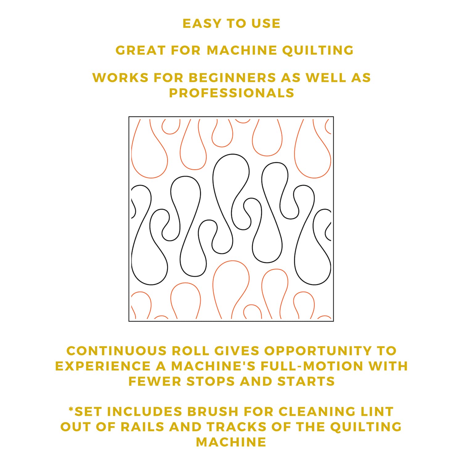 Quilting Pantographs Pattern Paper Roll - for Longarm Quilting Machines - Easy Dollop Design Quilt Pantograph - Set Includes Long Arm Quilters Sewing Machine Rails and Tracks Cleaning Brush