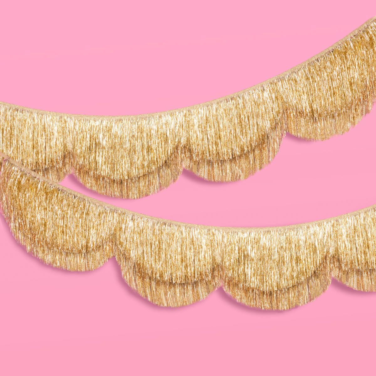 xo, FettiGold Scalloped Layered Fringe Banner - 5 Ft. | Bachelorette Party Decorations, Birthday Party Decor, HBD Decor, Photo Booth Banner Backdrop