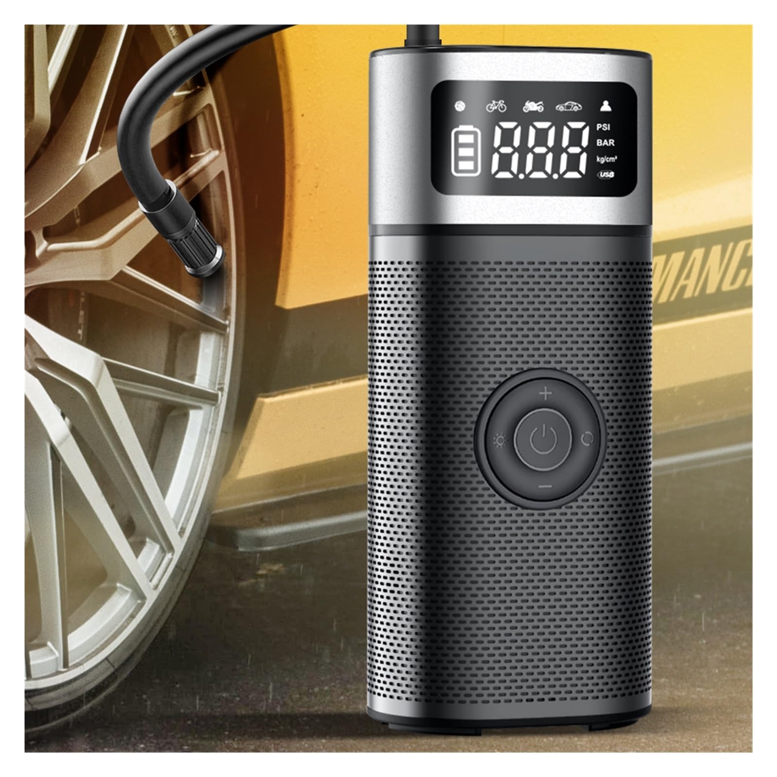 Pompka Inflatora Powietrza Na Akumulator Z Lampką LED Do Motocykla Samochodowego Opona Rowerowa Piłka Bezprzewodowa Mini Auto 120PSI Opon Szybkie Pompowanie Wysiłku