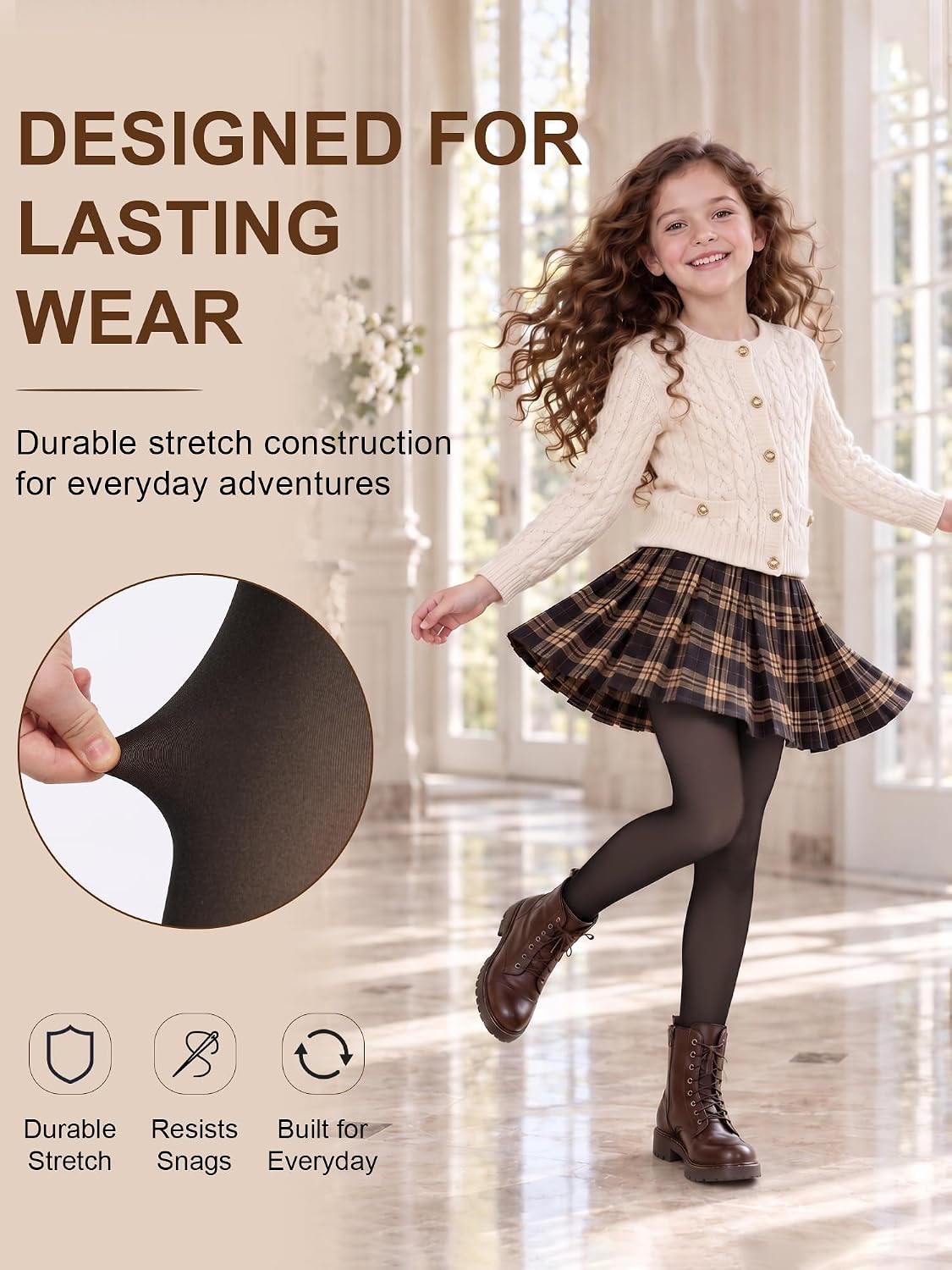 Fleece Lined Tights for Girls Thermal Warm Tights Pantyhose Fake Translucent for Kids School Uniform Leggings