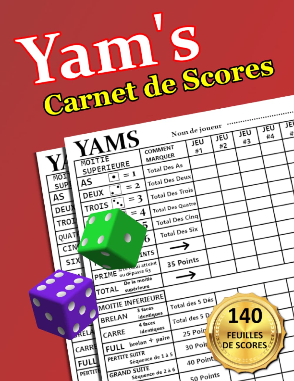 Buy Yam’s de scores 140 Feuilles de Scores, yahtzee bloc de