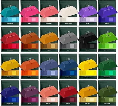 Hearth & Harbor Natural Candle Dye for Soy Wax, 24 Popular Candle Color Dye Blocks for Soy Wax, Highly Concentrated Blocks, Nontoxic Supplies for DIY Candle Making