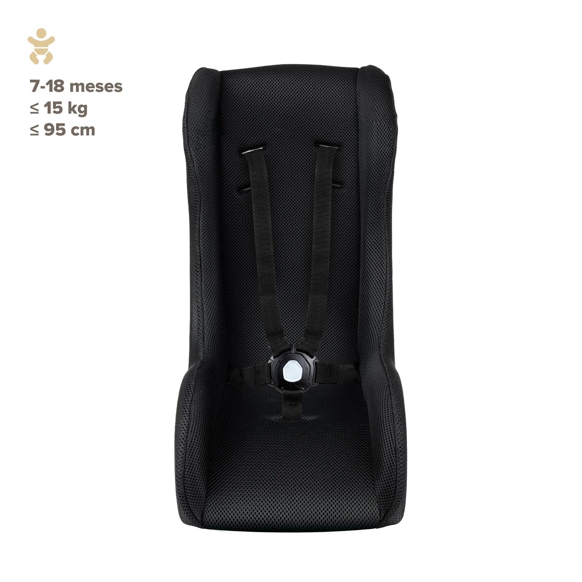 POLISPORT 8015000019 - Mini Pelican Todo Clima Reductor Asiento Bebé con Arnés 5 Puntos para Remolque, Cochecito y Bicicleta Cargo – Transpirable, Seguro y Compatible de 7 a 18 Meses, Negro