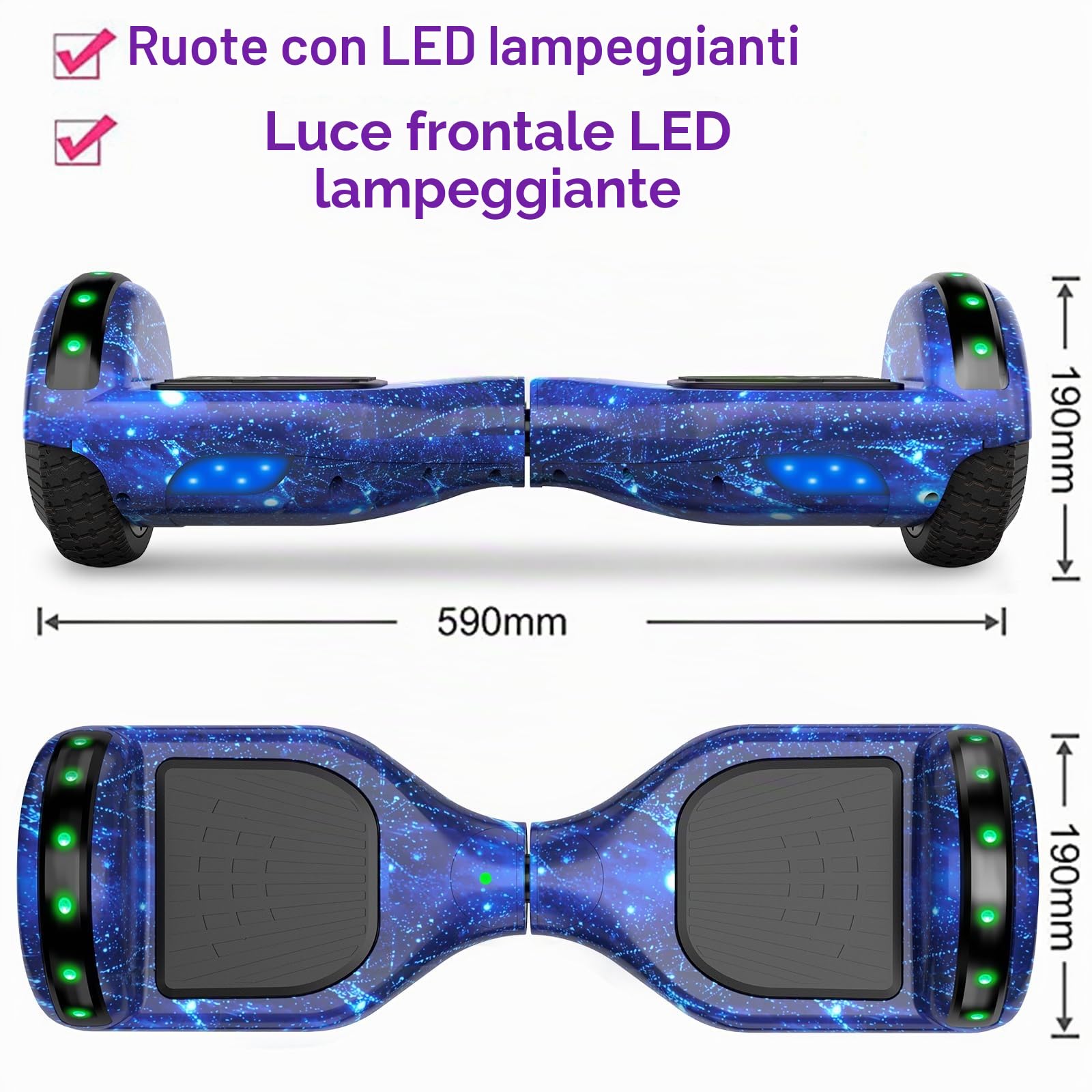 SISIGAD Hoverboard, Electric Scooters with Bluetooth & 6.5" Flash Wheels & LED Headlights Fender Lights, All Terrain for Kids