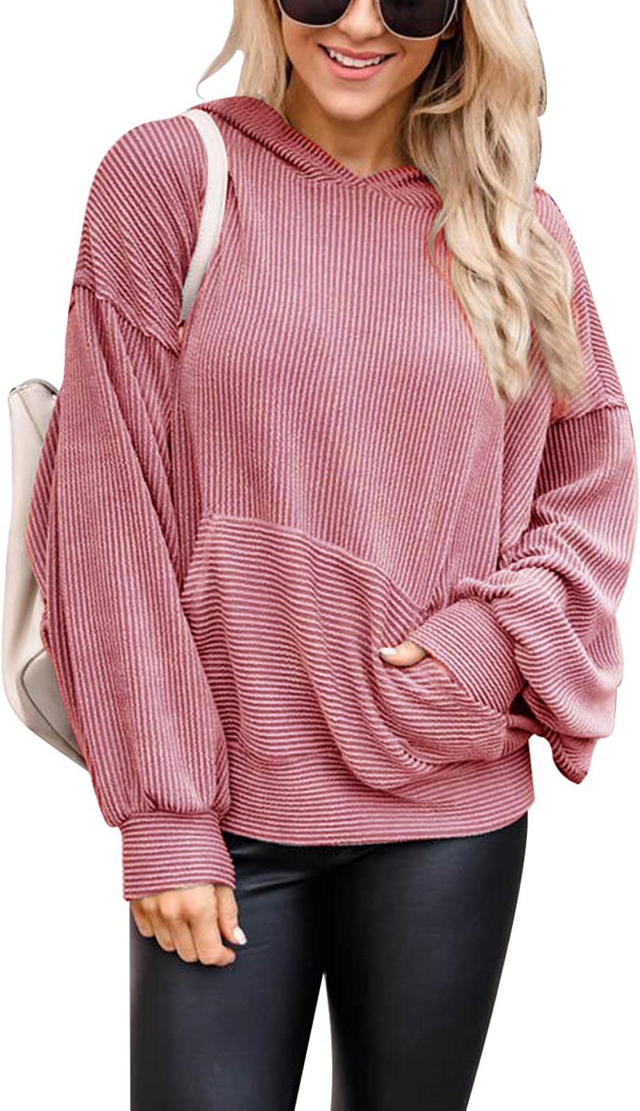 PRETTYGARDEN Casual Long Sleeve Hoodies for Women Hooded Sweatshirt Solid Color Pullover Tunic Tops