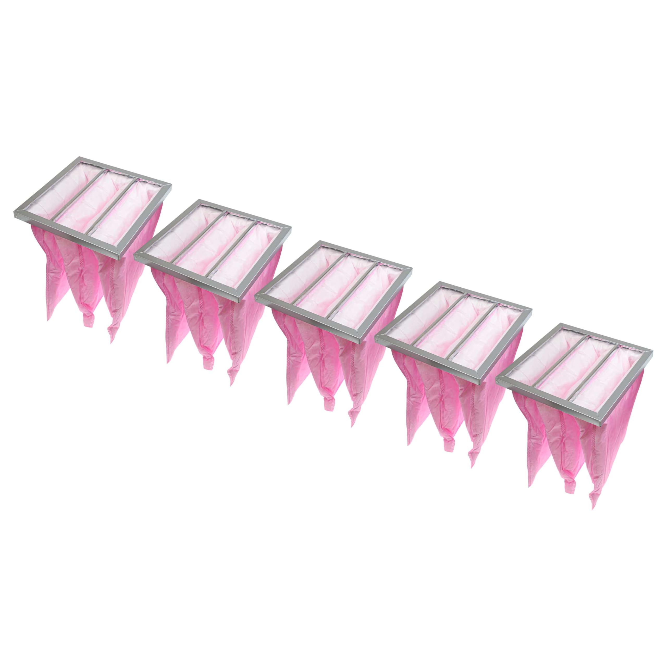 vhbw 5x Filtros de bolsa reemplaza Nilan F003997 para sistemas aire acondicionado y ventilación - Filtro F7, 28,7 x 28,7 x 36 cm rosa
