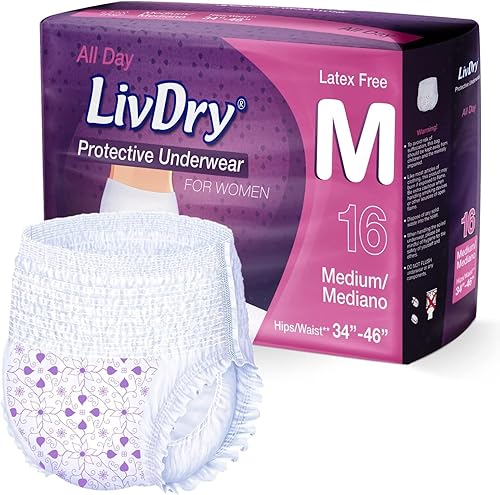 Livdry M - Pañales para adultos, ropa interior para incontinencia de máxima absorción, protección durante todo el día o durante la noche, talla M
