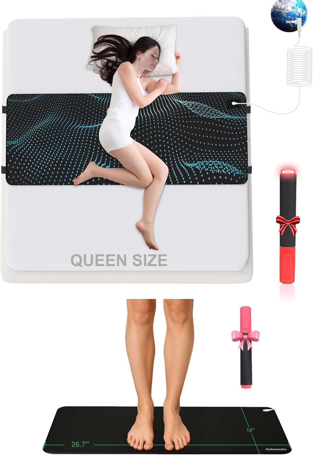 Grounding Mat for Desk & Bed, Earth Grounding Mats, PU Leather Grounded Pad for Improve Sleep, Grounded Therapy for Improved Sleep, Reduced Inflammation, Stress Relief for Office, HOM