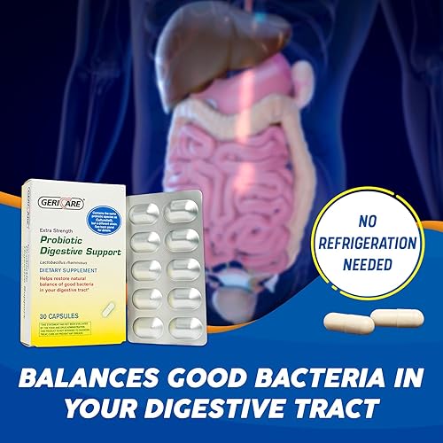 Miniatura 6 de GeriCare Apoyo digestivo probiótico | Extra Strength 20 mil millones de UFC Lactobacillus Rhamnosus R-11 probiótico diario | Mantiene tu sistema