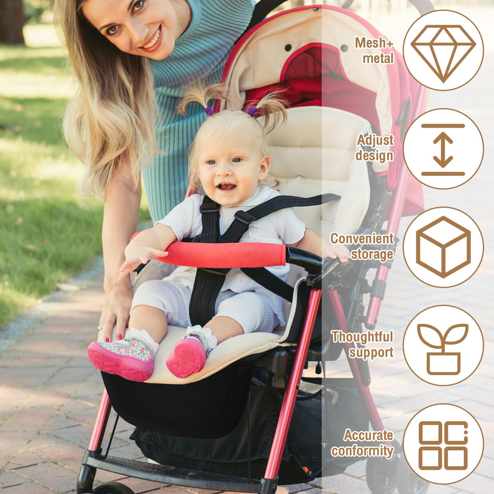 Passeggino Gamba,Poggiapiedi Esteso Pedale Sedile Esteso Traspirante Durevole Poggiapiedi Passeggino Accessori Per AER+/AER Bambino Bambini Pram (nero)