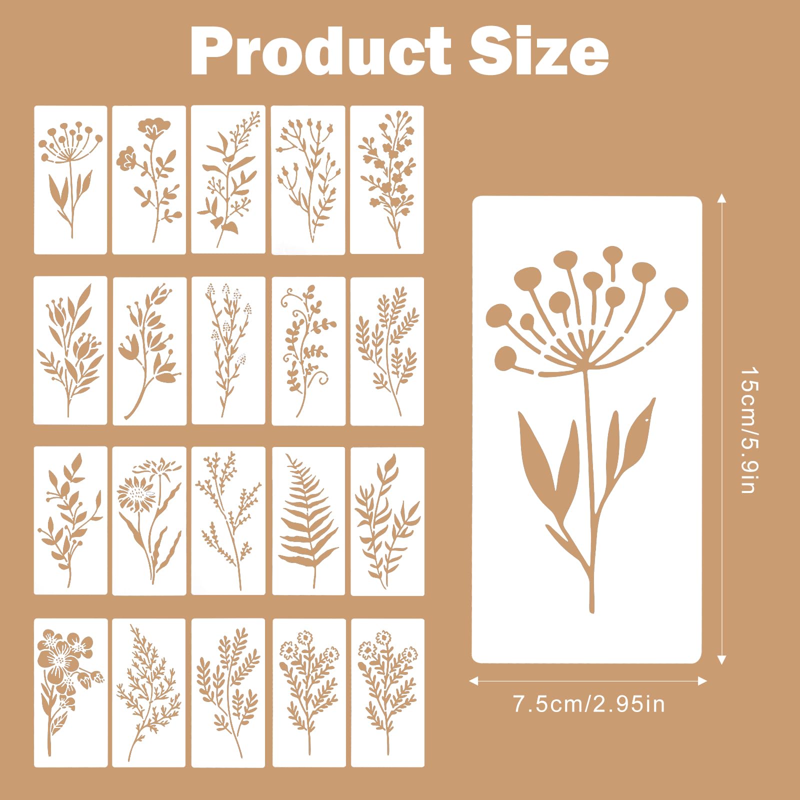 ReaJoys 18 Stencil Floreali Per Pittura In PET - Riutilizzabili 7,6x15,2 Cm - Per Scrapbooking, Decorazione Pareti E Biglietti - 2