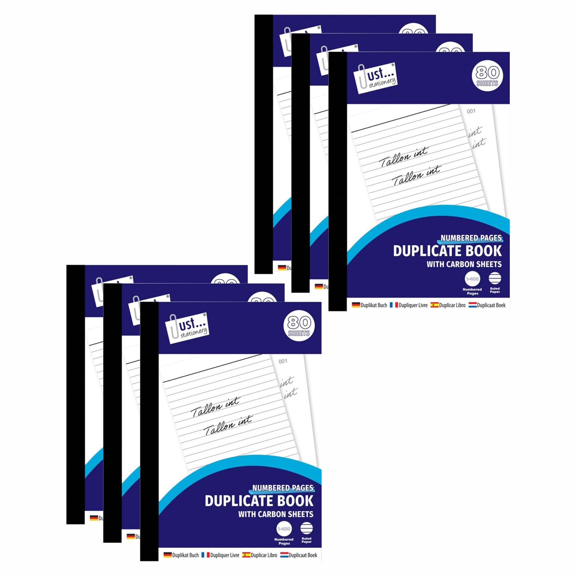 M1SS 6 Pack Duplicate Books with Carbon Sheet – A5 Full Size | 1-80 Pages Per Book | Duplicate Copies | Receipt & Order Book for Business Transactions