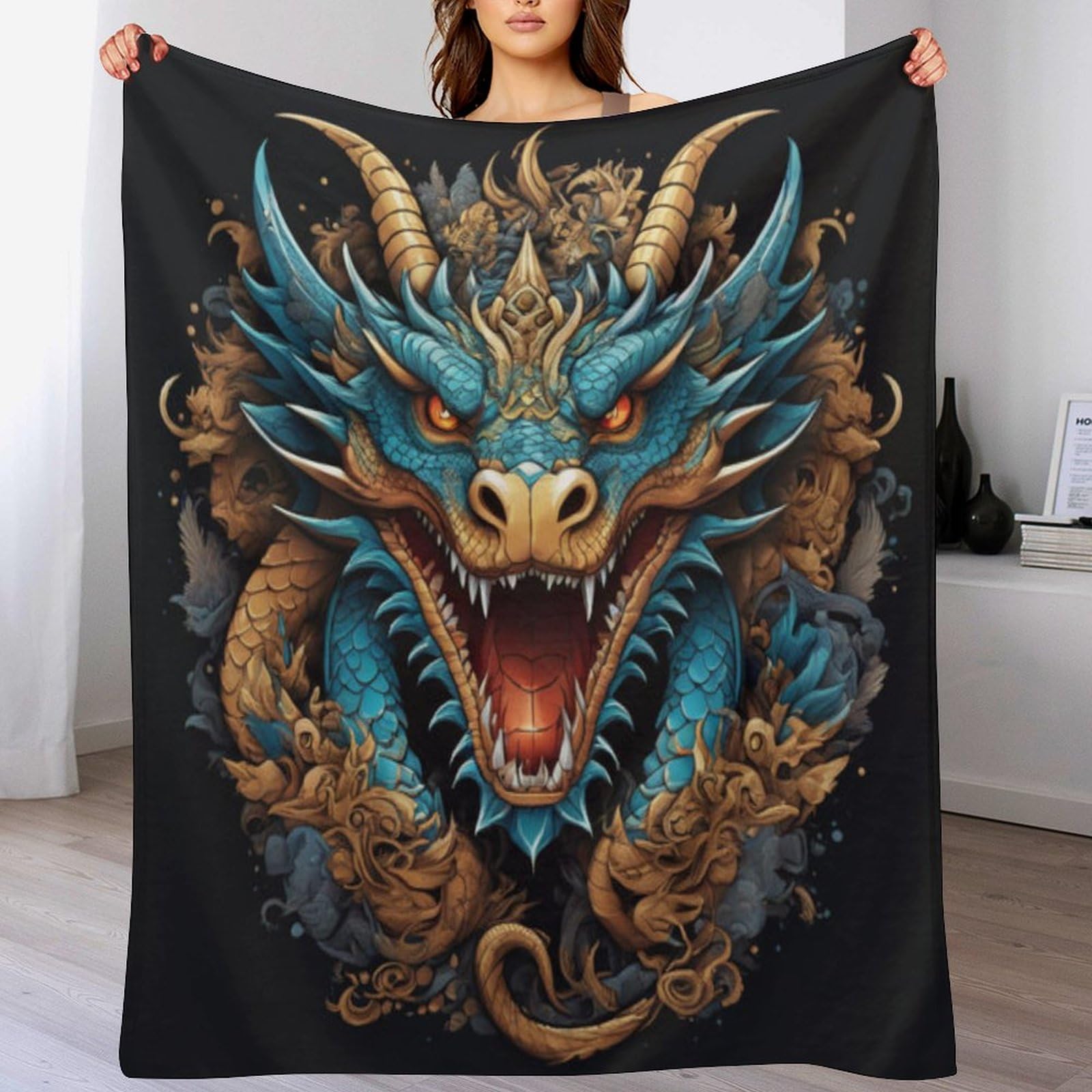 Couverture dragon 3D plaid polaire doux et léger pour vos soirées
