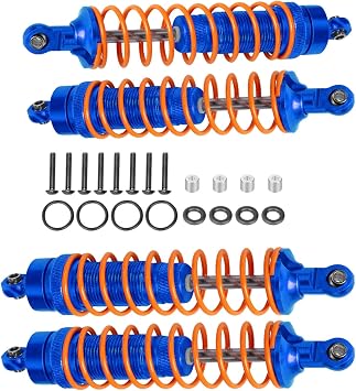 4PCS Full Aluminum Front Rear Shocks Upgrade Parts for 1/10 Big Rock/Senton 550/Granite 550/Vorteks 550 4X4, 1/10 Typhon 4X4 RC Truck,Big Bore Hops Up RC ShocksNavyBlue