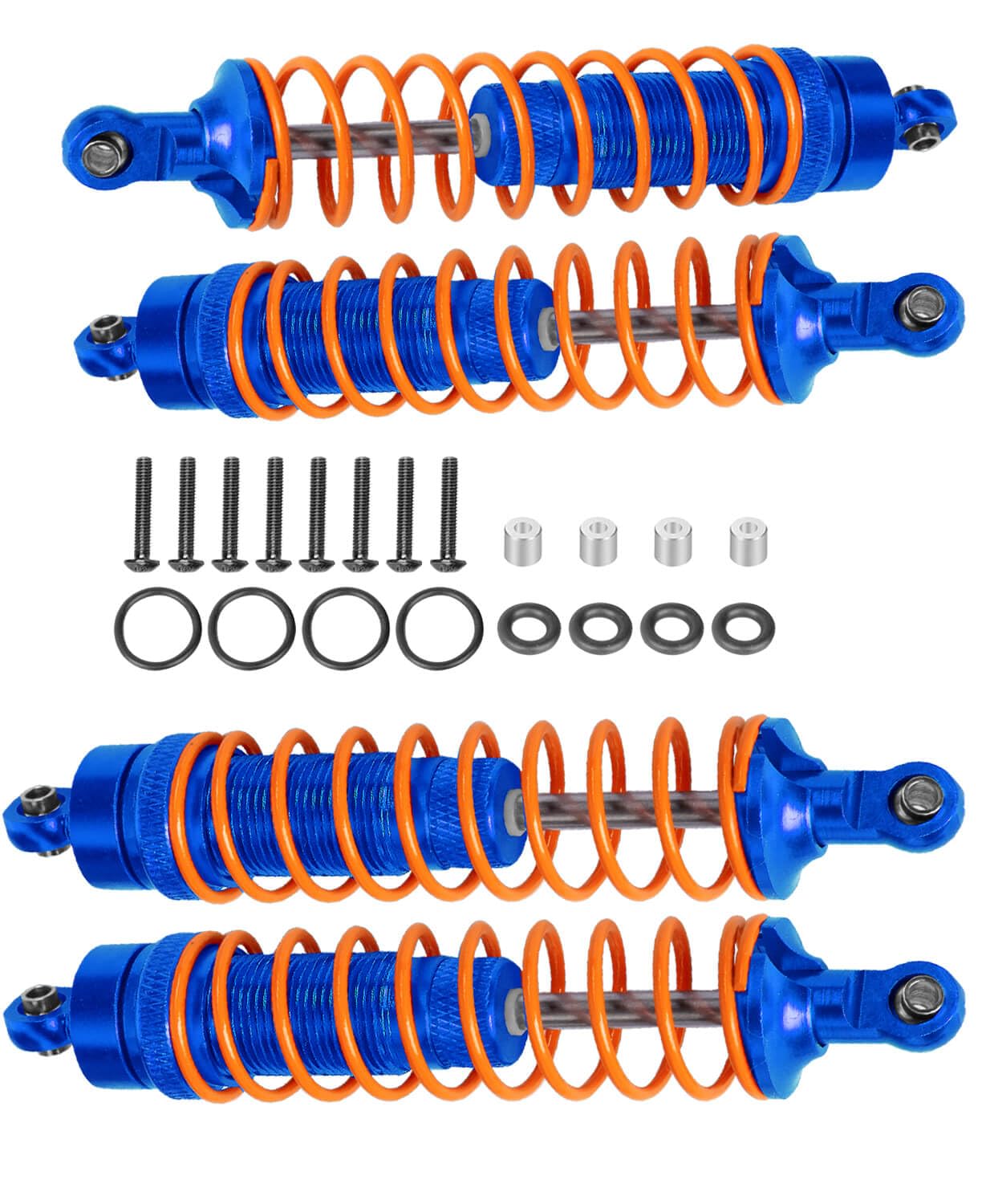 ARRCat 4PCS Full Aluminum Front Rear Shocks Upgrade Parts for 1/10 Arrma Bigrock 4X4 Senton 4X4 Granite 4X4 Vorteks 4X4 Typhon 4X4 RC Truck,Big Bore Hops Up,Replace AR330550 AR330551(NavyBlue)