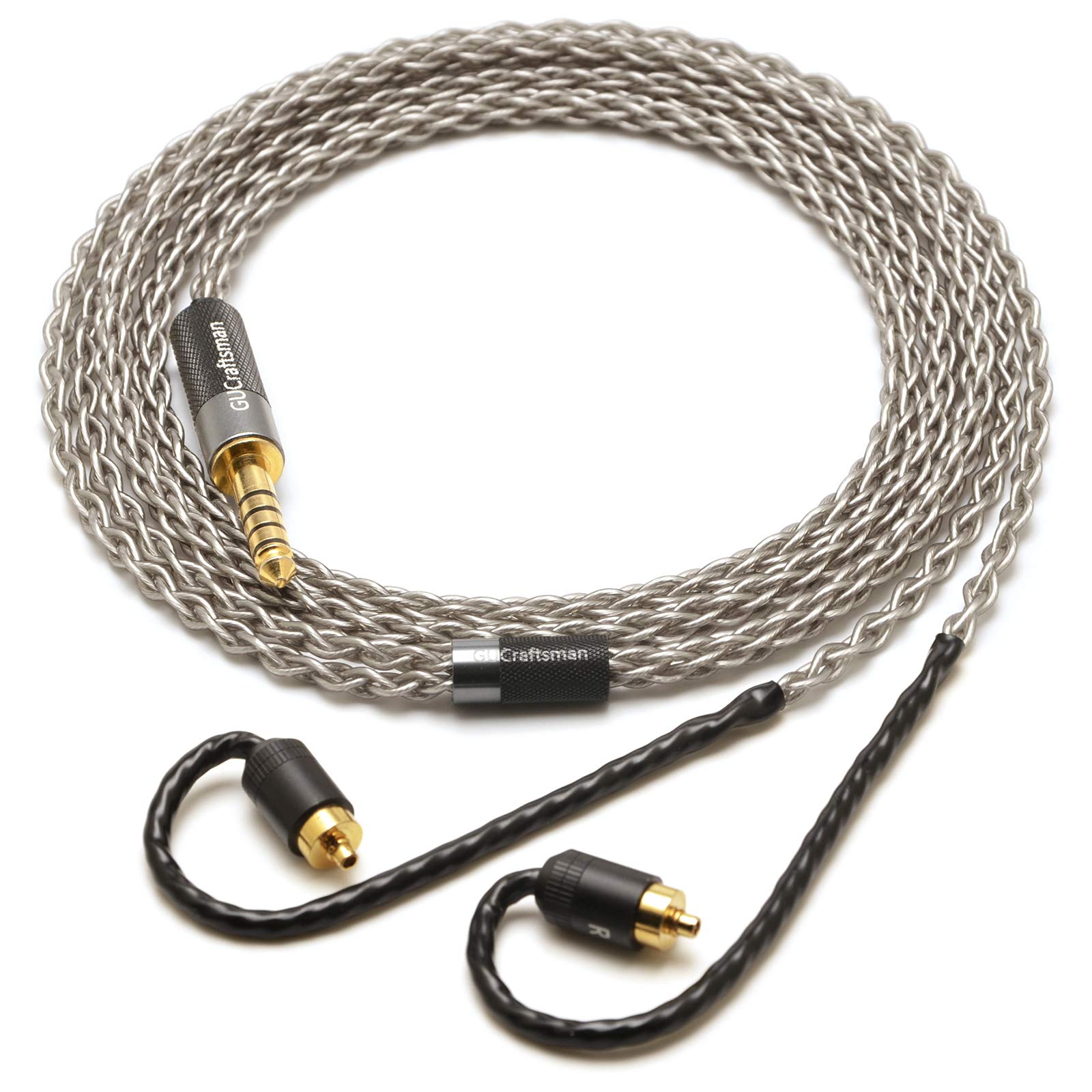 GUCraftsman 6N Single Crystal Silver Upgrade Earphone Cable 2.5mm/4.4mm Balance Earphone Upgrade Cable for Sony IER-M7 IER-M9 IER-Z1R (L-3.5mm Plug)