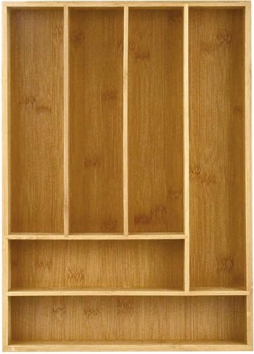Heim Concept Organizador de cajones de bambú para cubiertos y utensilios, organizador de cajones para cubiertos, cubiertos, cuchillos en la cocina
