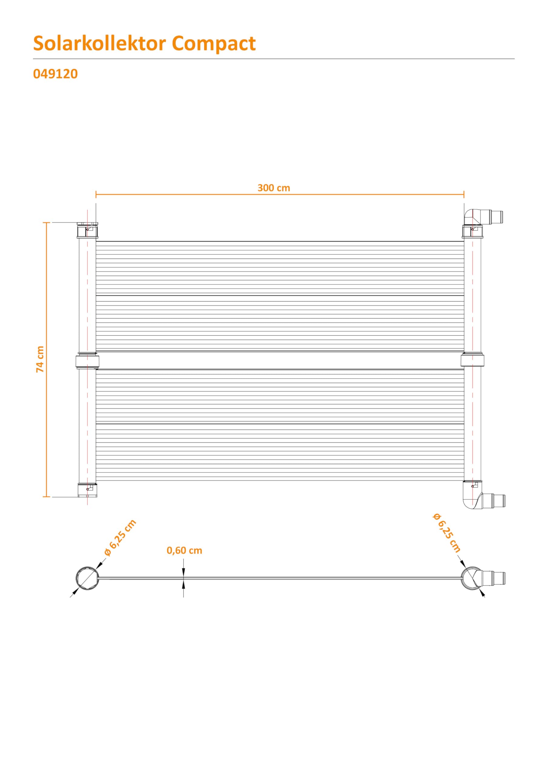 STEINBACH Solarkollektor Compact 300 x 70 cm für Pools bis 12.000 l Salzwasser geeignet