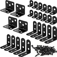 FATLODA 26PCS Stainless Steel L Brackets Kit - 3 Sizes Black Corner Braces with 88 Screws for Shelves, Furniture, Cabinets & DIY
