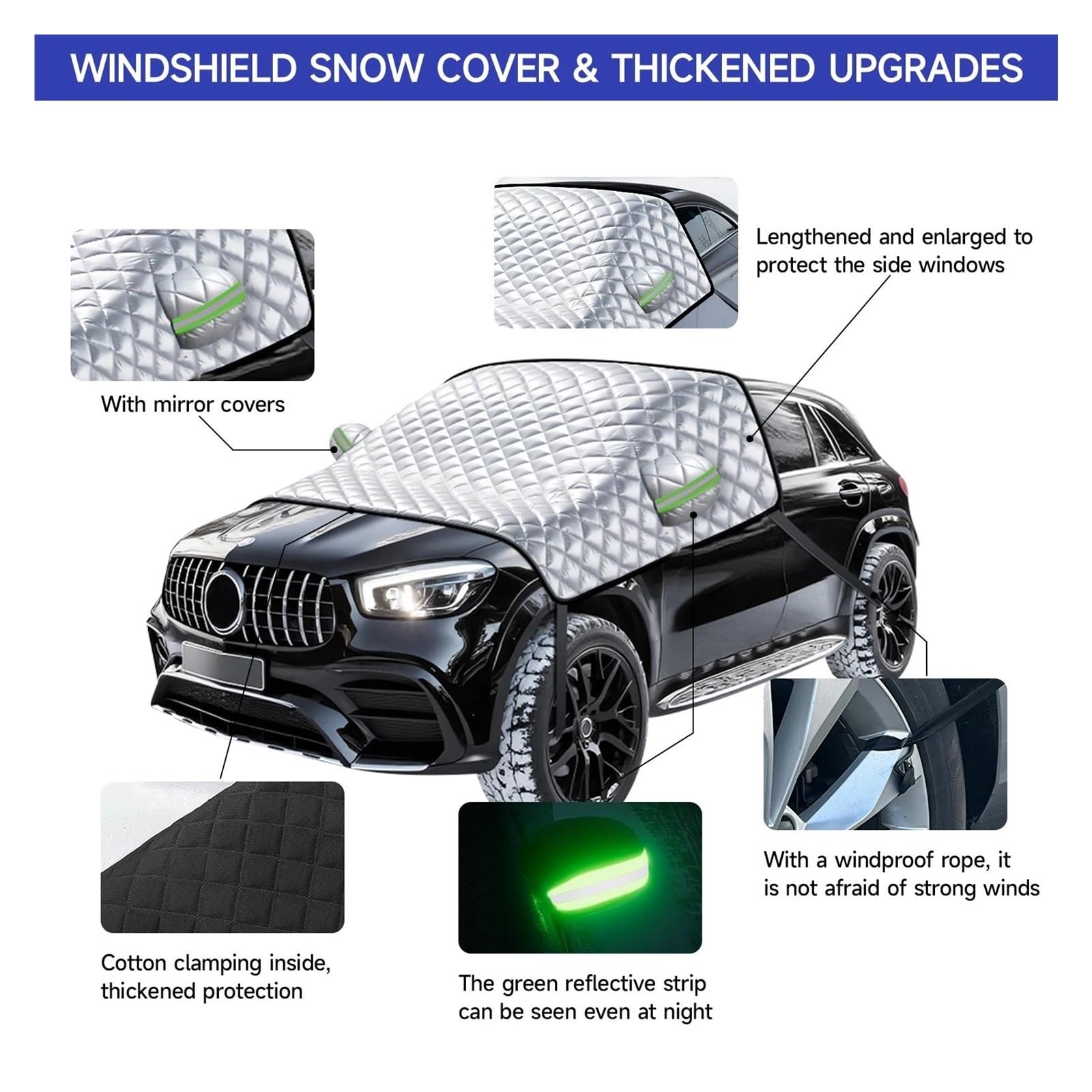 Parabrezza per Auto Copertura per Neve Protezione per Ghiaccio Invernale Parasole Magnetico per Accessori per Blocco Anteriore Copertura Auto Telo Antighiaccio