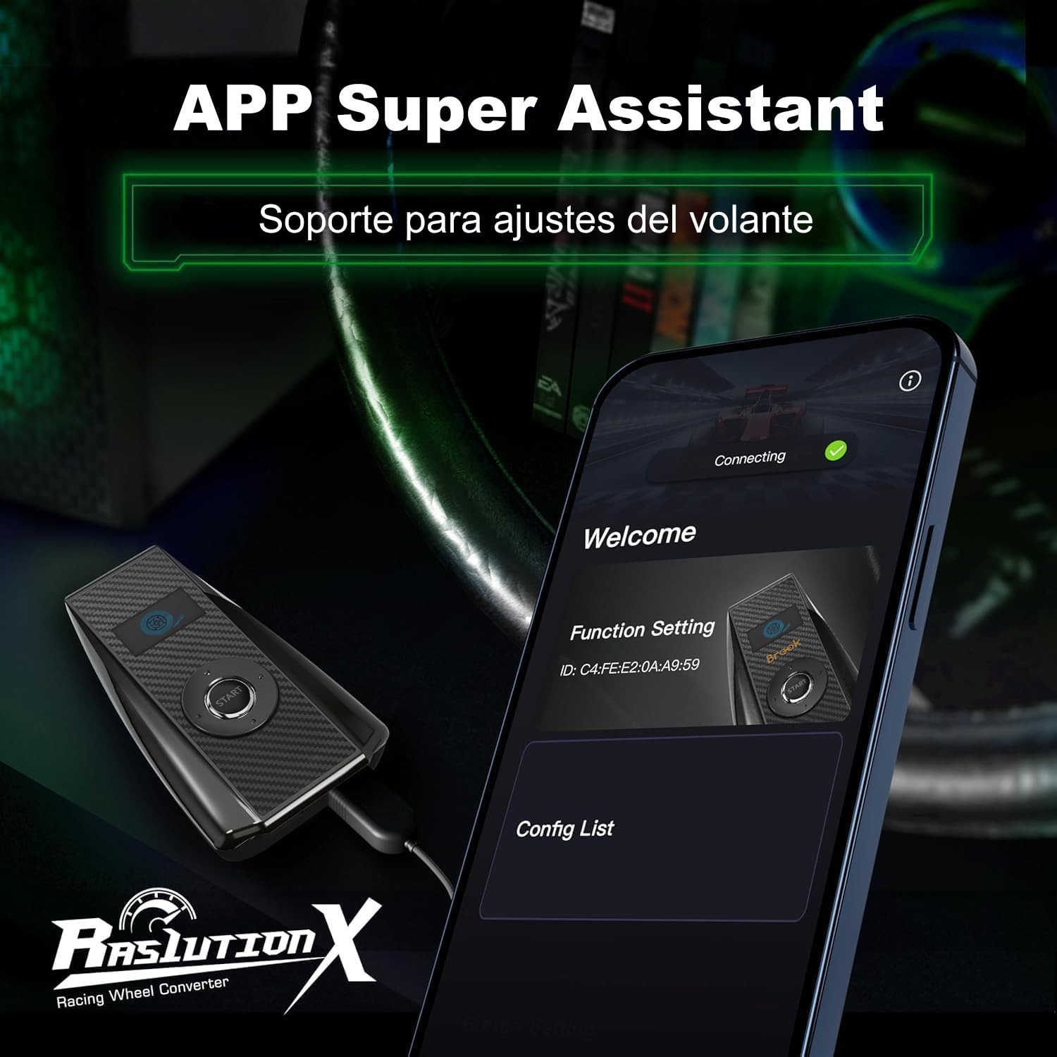 Mcbazel Brook Ras1ution X Converter para Volante de Carreras para Xbox Series X|S/Xbox One/Xbox 360, Soporta más de 60 Volantes, Retroalimentación de Fuerza Ajustable, Personalización Mediante App
