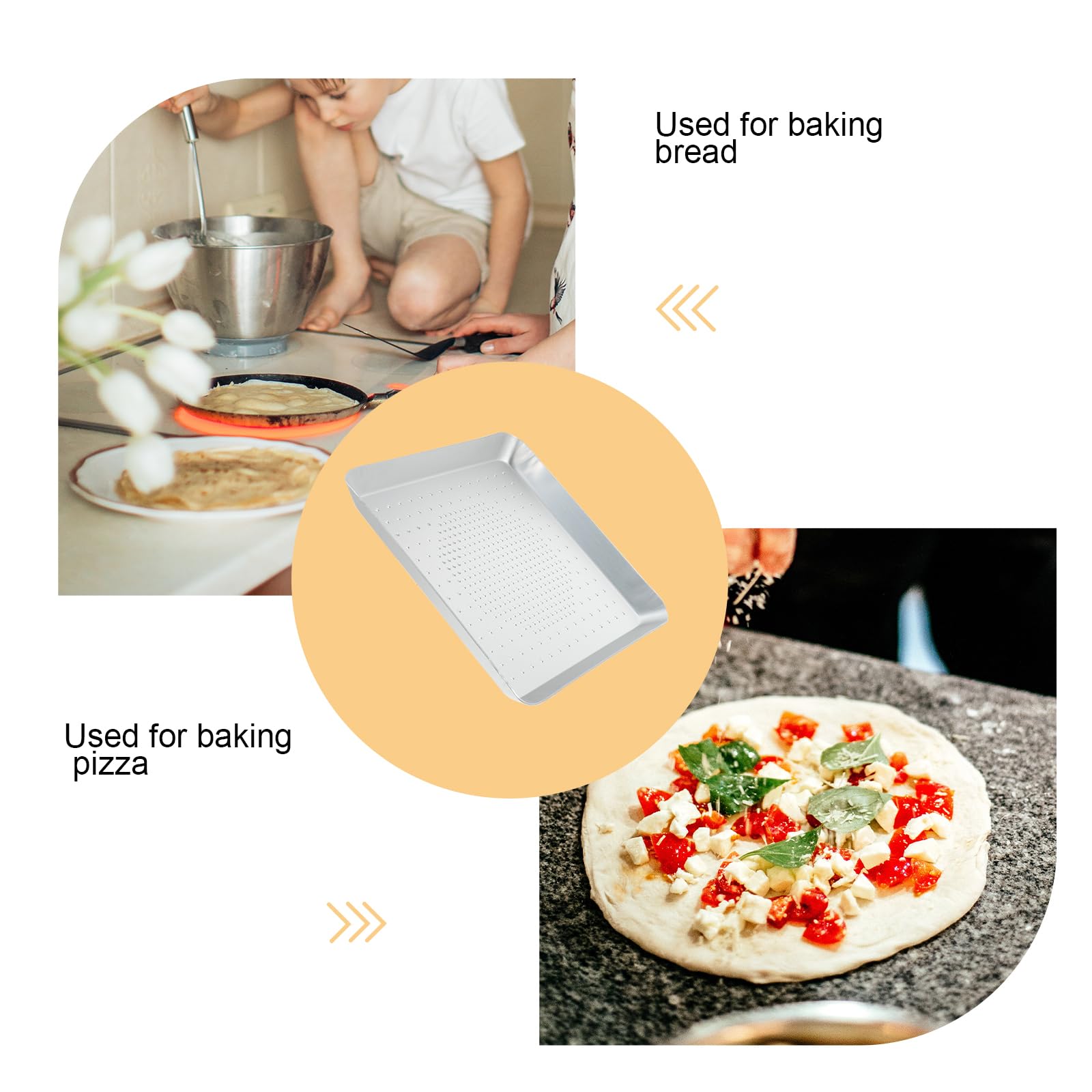 Luxshiny 12 Inch Square Pizza Pan - Perforated Aluminum Alloy Baking Tray For Oven, Pizza, Fries - View #9