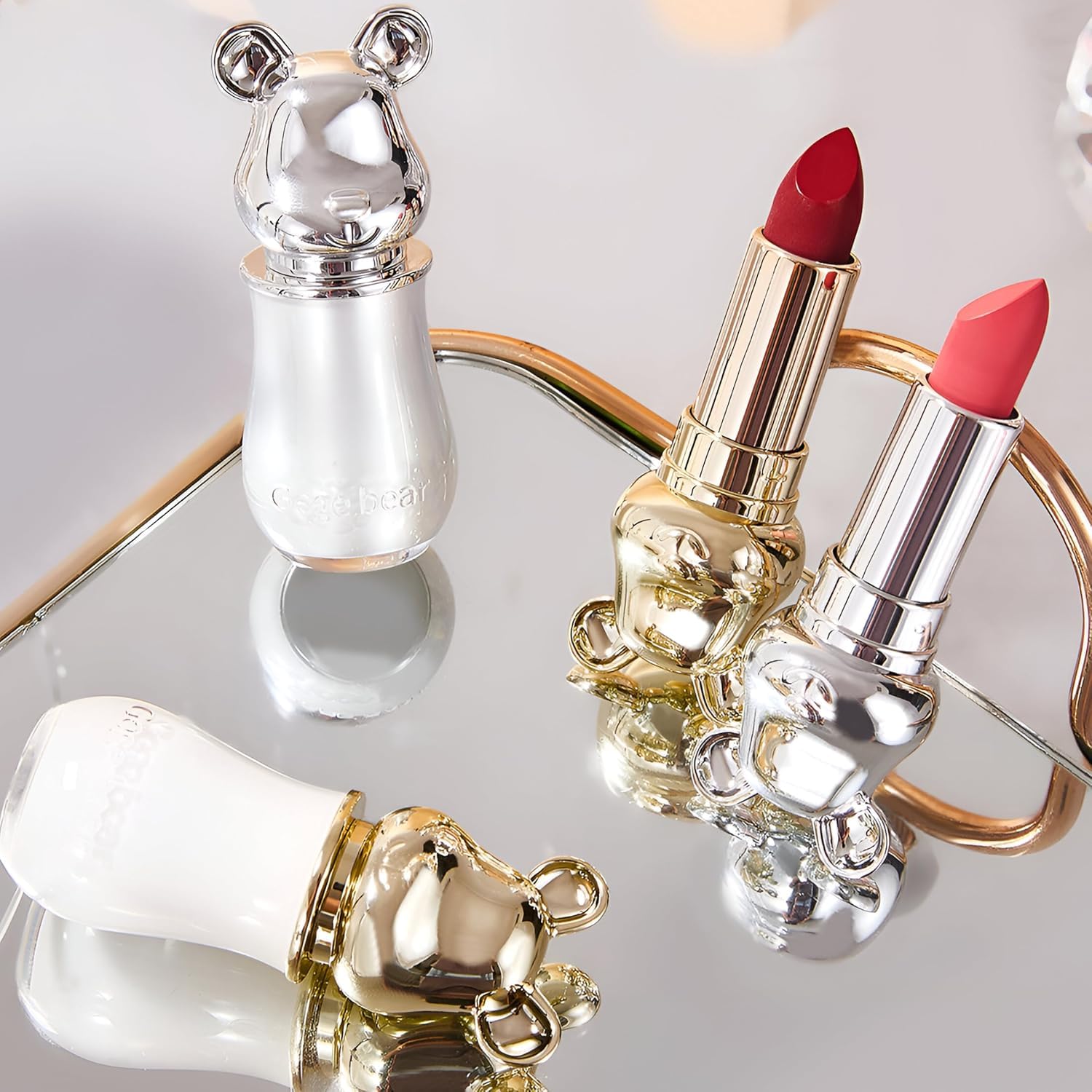 Gege Bear Velvet Lipstick Matte Finish | Cute Bear Packaging Gen Z Beauty Aesthetic Cosmetics | Long-Lasting Waterproof Lipstick | Light Pink Red Wine Nude Dream Shades | Lip Moisturizer with Pigment | Smooth & Comfortable | Perfect Creamy Lipsticks For Girls & Women (02# Rose Petal, 3.5g)-picture-21