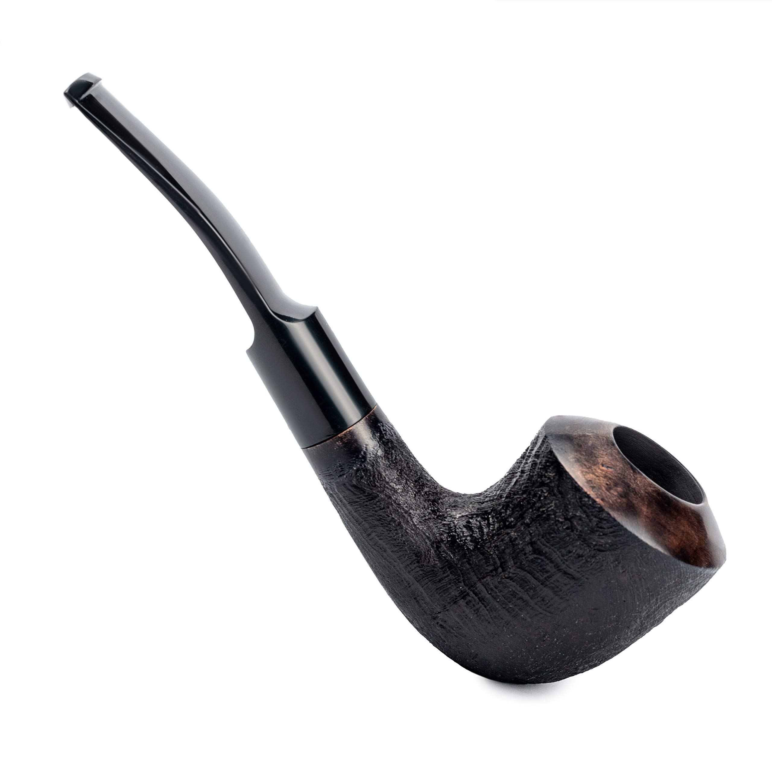 Dr. Watson - Fajka tytoniowa, klasyczny zakrzywiony kształt Dublin, ręcznie wykonana z korzenia brzózy, pasuje do filtra 9mm (Czarna)