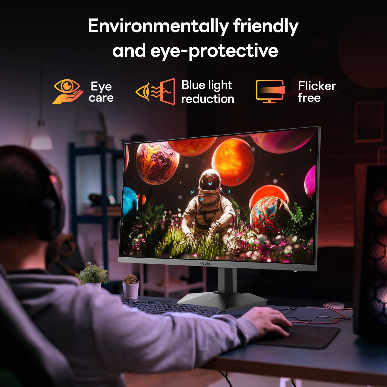 KOORUI Monitor de juegos de 27 pulgadas, 1440p, 260Hz/240Hz, IPS rápido de 1 ms, sincronización adaptativa | QHD 2560 × 1440, HDR400, 120% sRGB, HDMI2.0, DP1.4, VESA 75 x 75 mm
