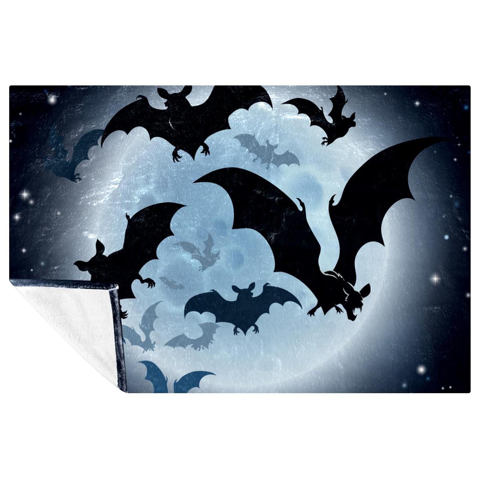 Couverture chaude Halloween motif chauve-souris ultra douce
