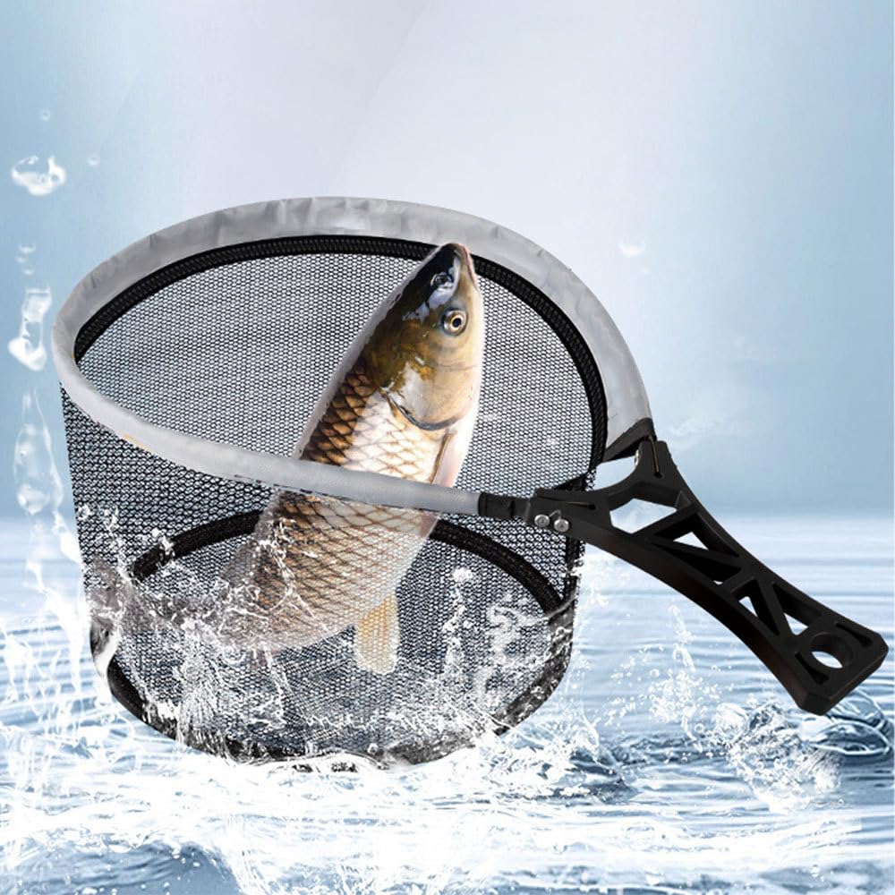 Retino da Pesca, Rete da Pesca Pieghevole, Guadino per Pesca con Anello in Metallo Ispessito con Manico Cavo e Borsa Portaoggetti per la Pesca All'aperto