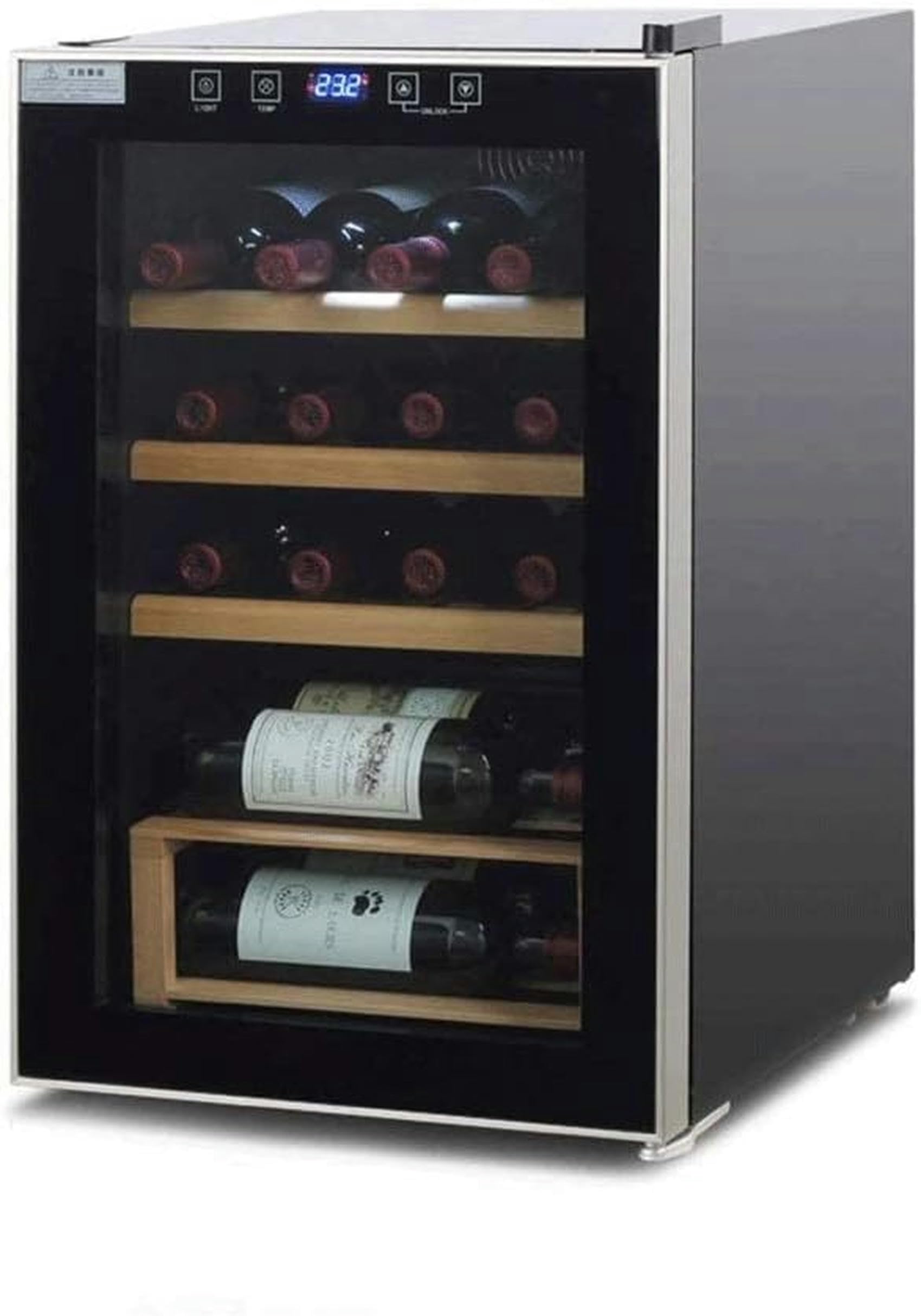 Refrigerador para Vinos - Enfriador De Botellas De Vino con Compresor - Zonas De Temperatura Individuales Y Blancas - Capacidad para hasta 30 Botellas - Silencioso con Vibración