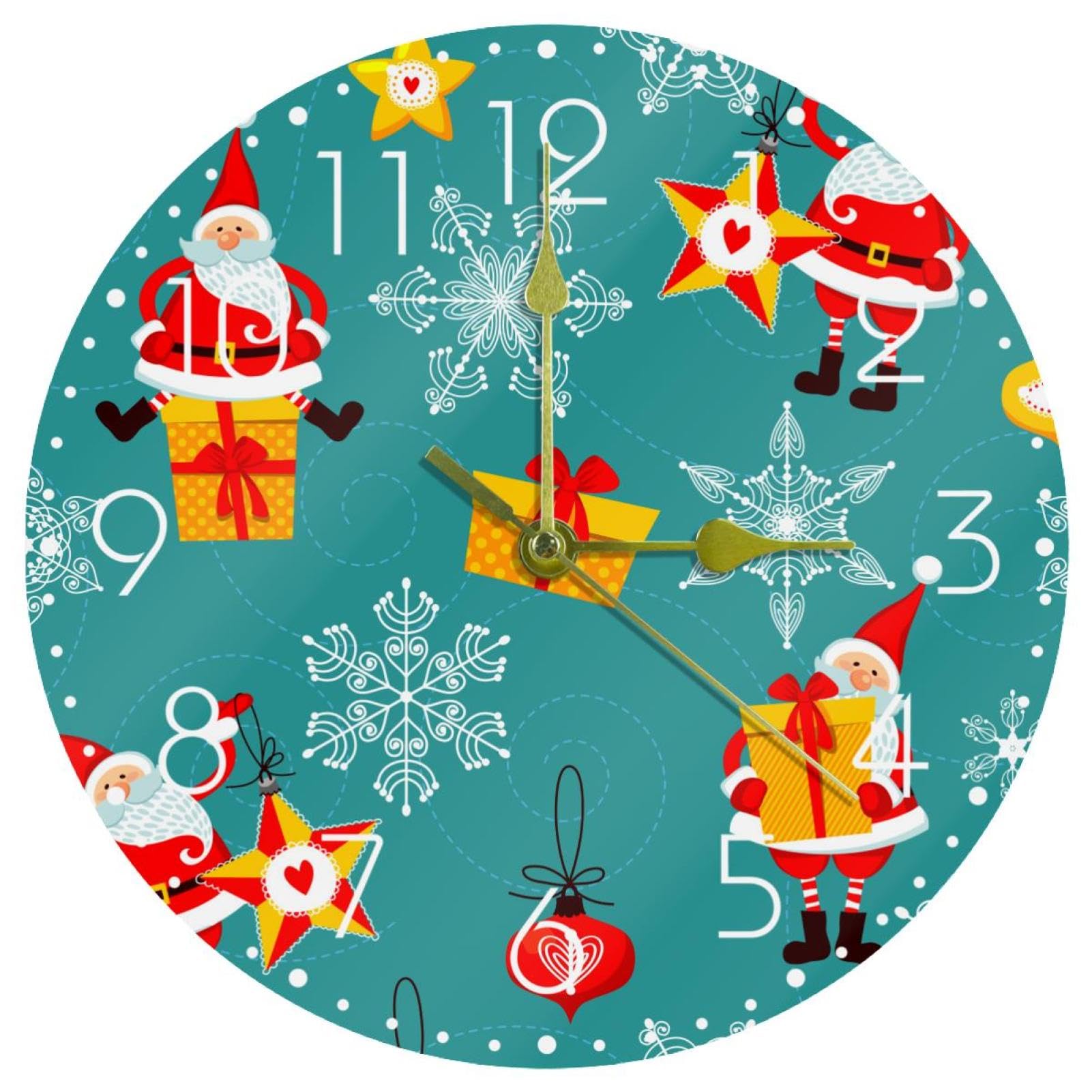 Horloge murale de Noël pour cuisine et ferme au design acrylique sans tic-tac