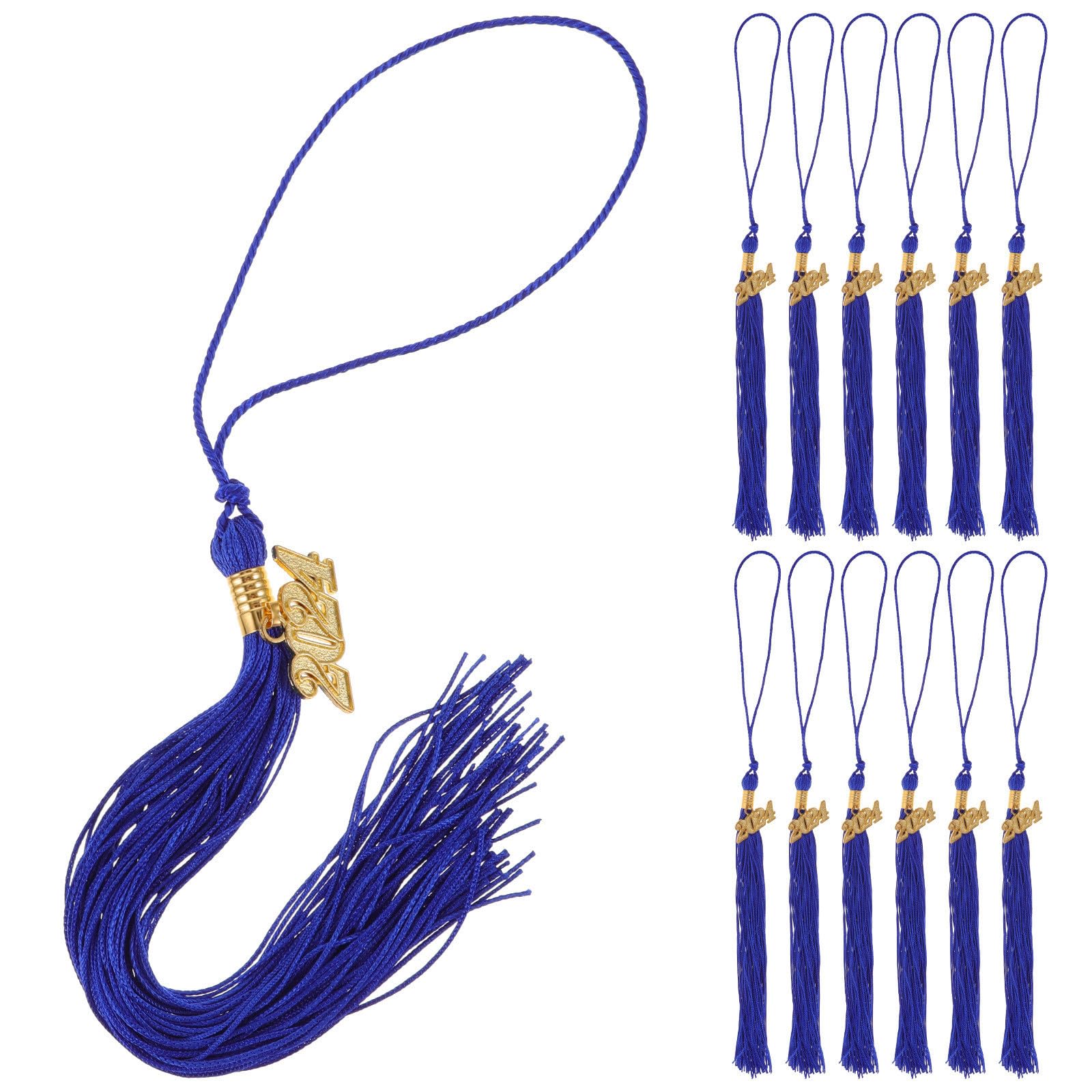 Borlas de graduación azul Zerodeko, pack de 12 colgantes de poliéster y aleación para birrete 8