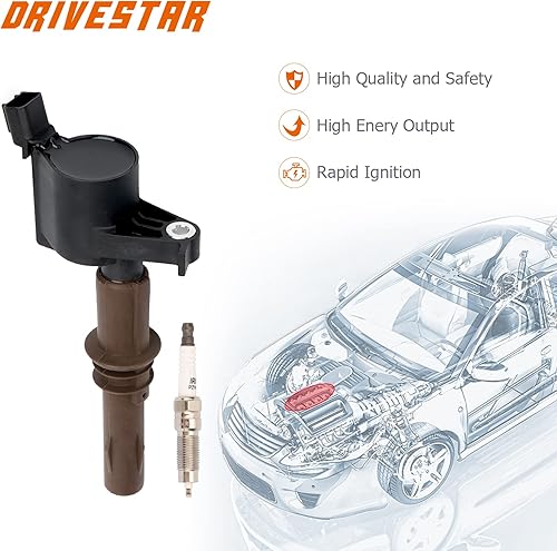 Miniatura 2 de DRIVESTAR Bujía de iridio FD509 y paquete de bobina de encendido 2008-2010 para Ford F-150 Explorer, 2008-2014 Expedition, F-250 Super Duty, para